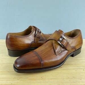 Magnanni LENNON Single Monk Strap Loafers brown Leather Mens Shoes 11.5M